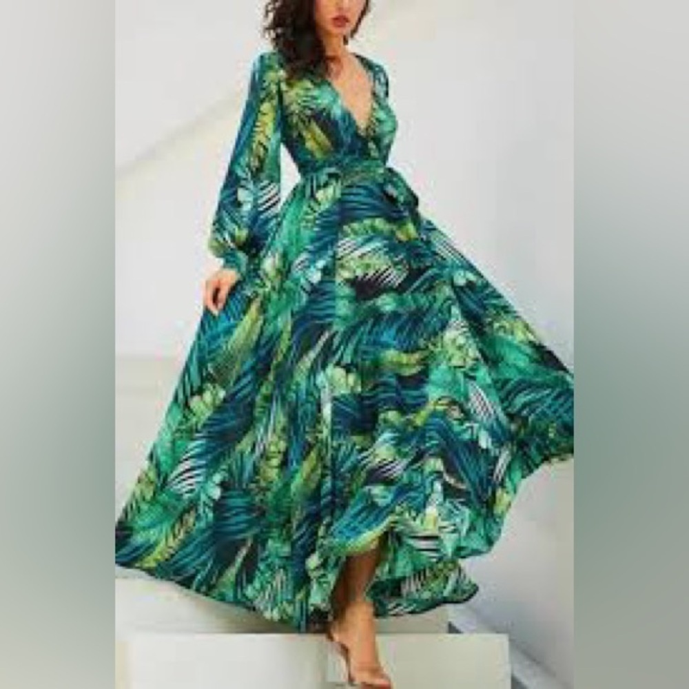 Tropical Green Maxi Dress